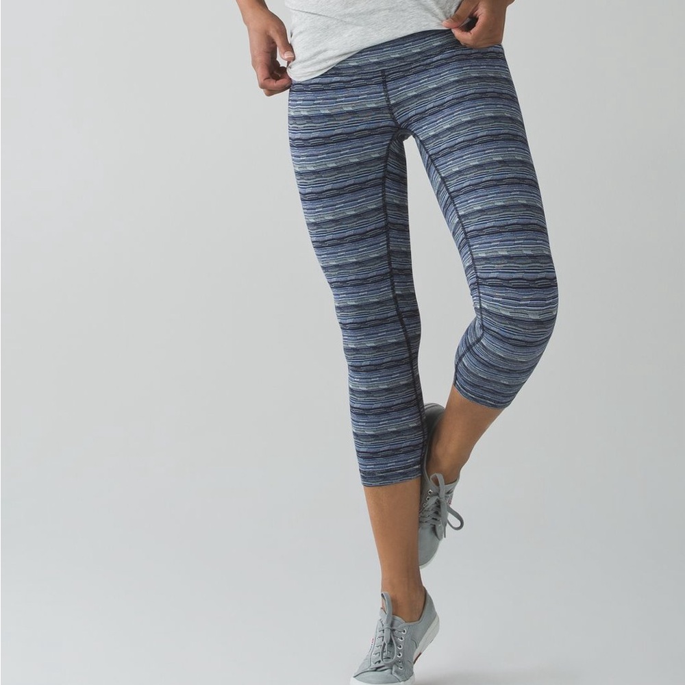 Lululemon Wunder Under Crop III 21” Space Dye Twist Sapphire Blue Multi (84)